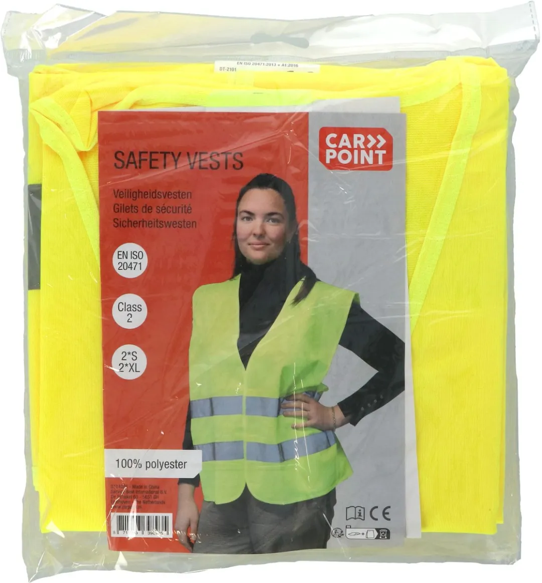 Carpoint Veiligheidsvest Combi Set - 4 Stuks (2x S, 2x XL) - Geel
