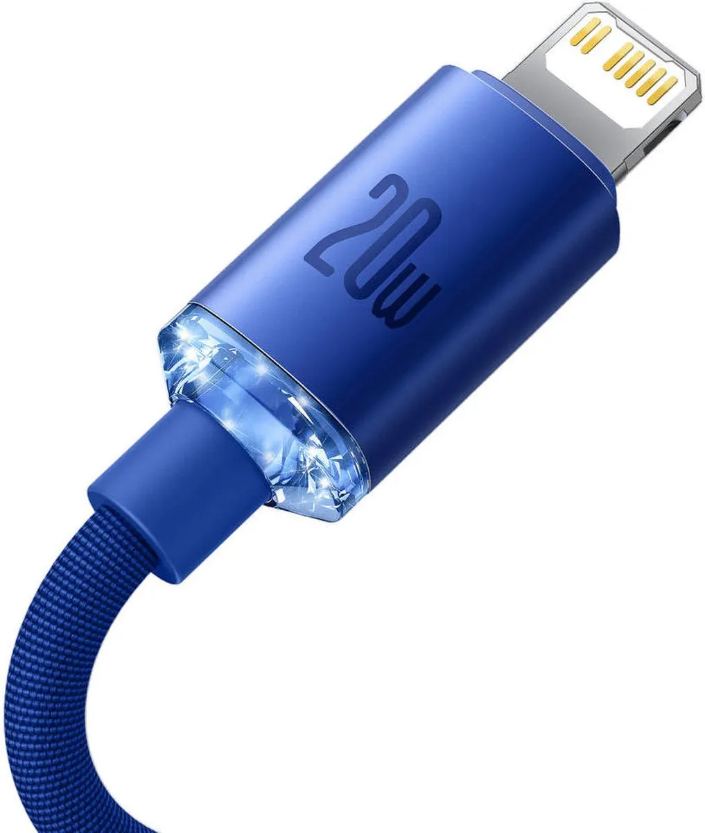 Baseus Crystal Shine Series USB-C Lightning Kabel 20W 2m - Blauw
