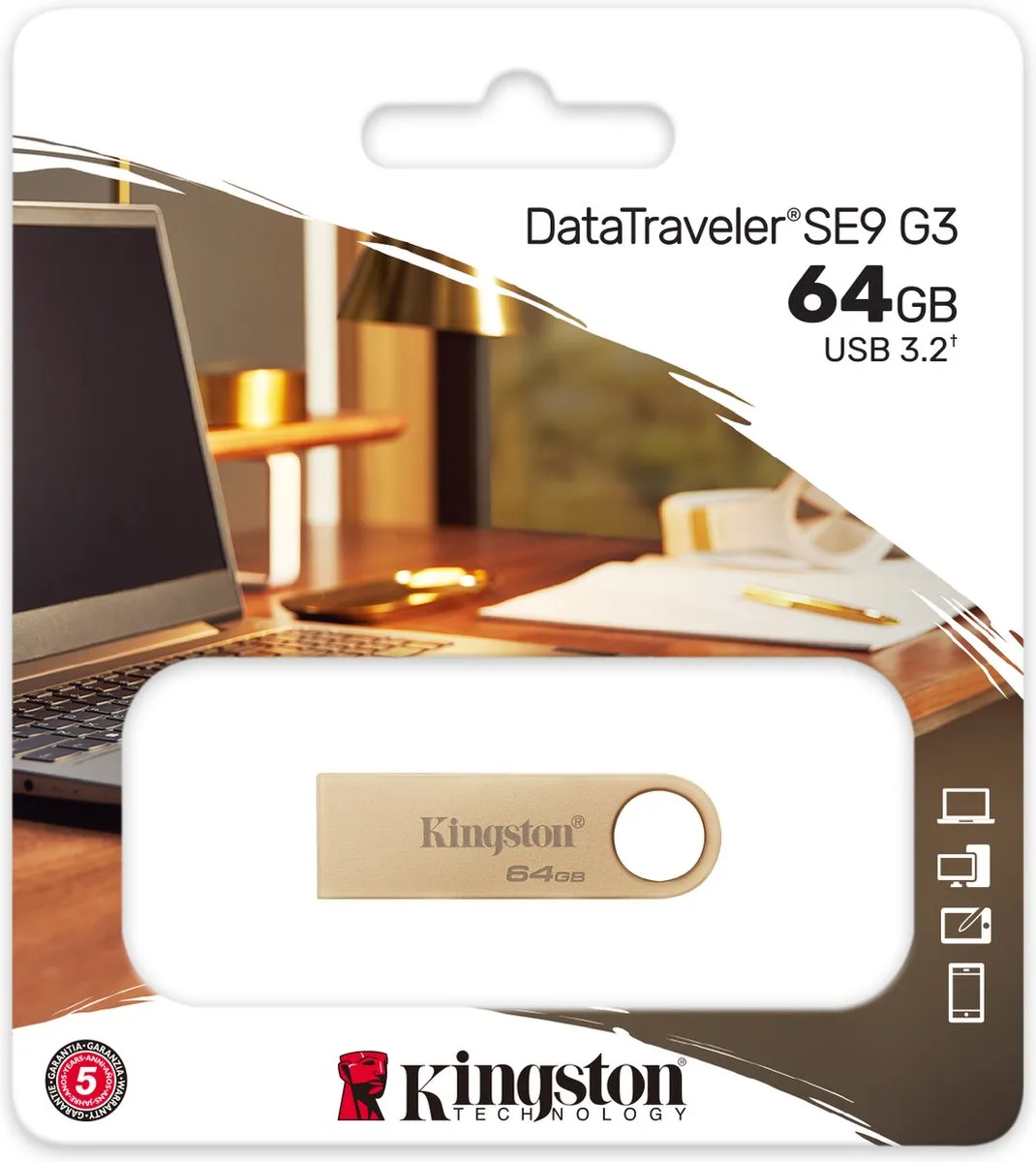Kingston DataTraveler SE9 G3 USB-stick 64GB - Goud