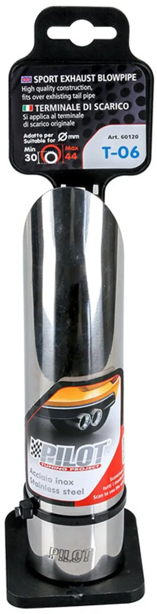 Lampa T-06 RVS Uitlaat Eindpijp 30mm - Zilver