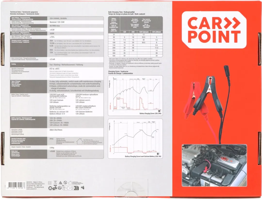 Carpoint BX-5M Acculader 12V/24V - 25A - Volautomatisch
