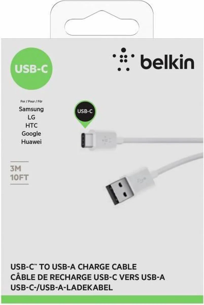 Belkin CAB001bt3MWH USB-C naar USB-kabel 3m - Wit
