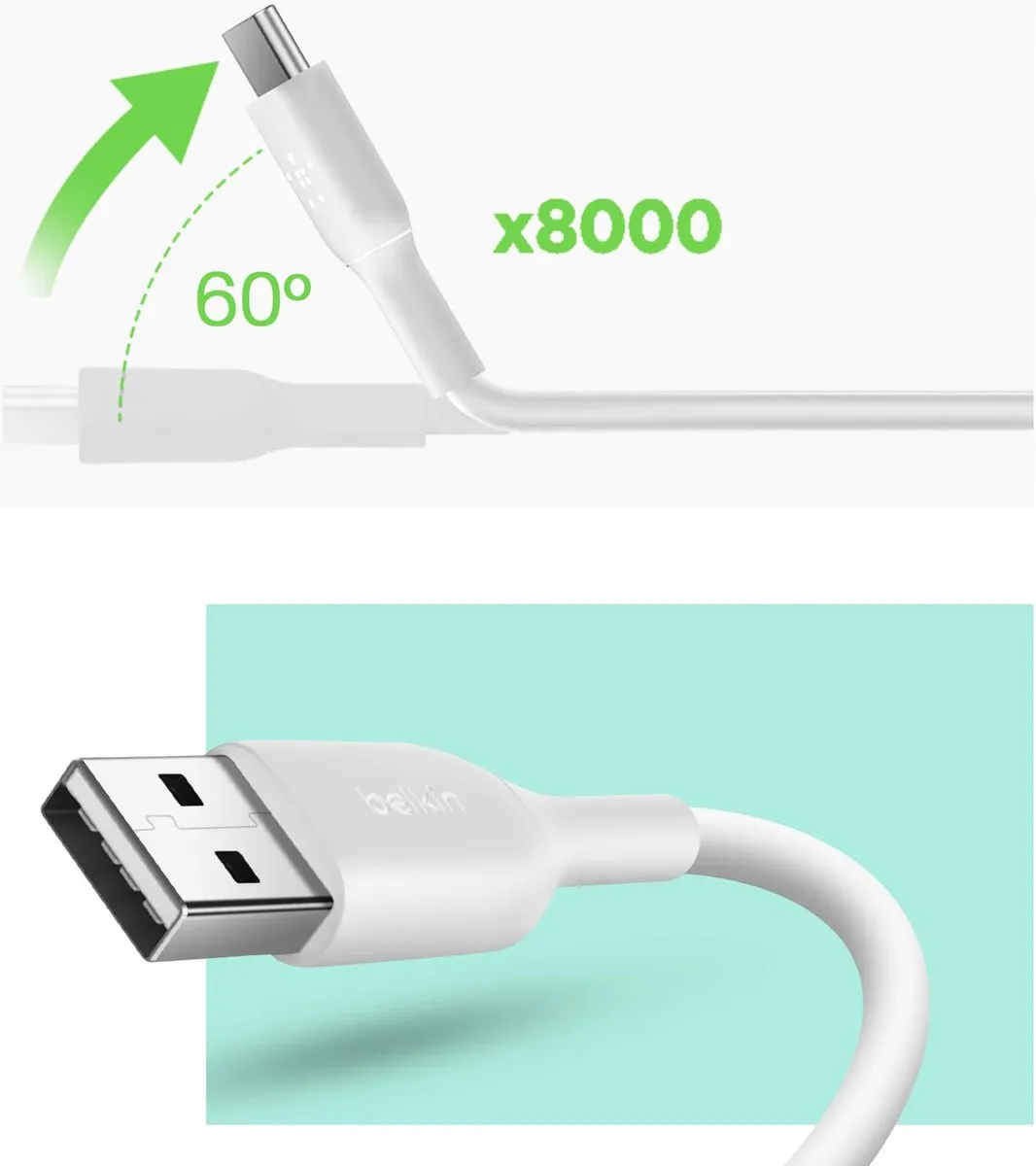 Belkin CAB001bt3MWH USB-C naar USB-kabel 3m - Wit