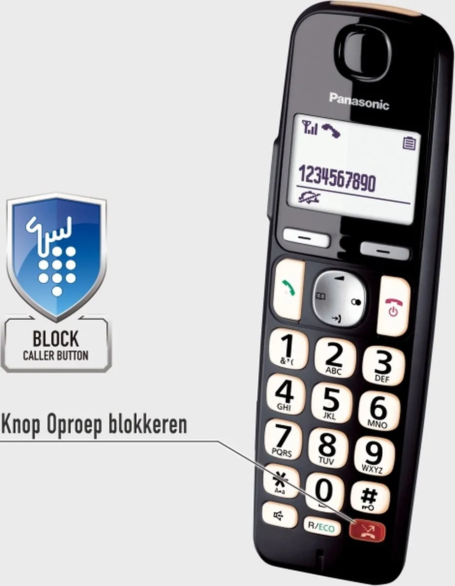 Panasonic KX-TGE260NLB DECT Telefoon met Antwoordapparaat - 1 Handset - Zwart