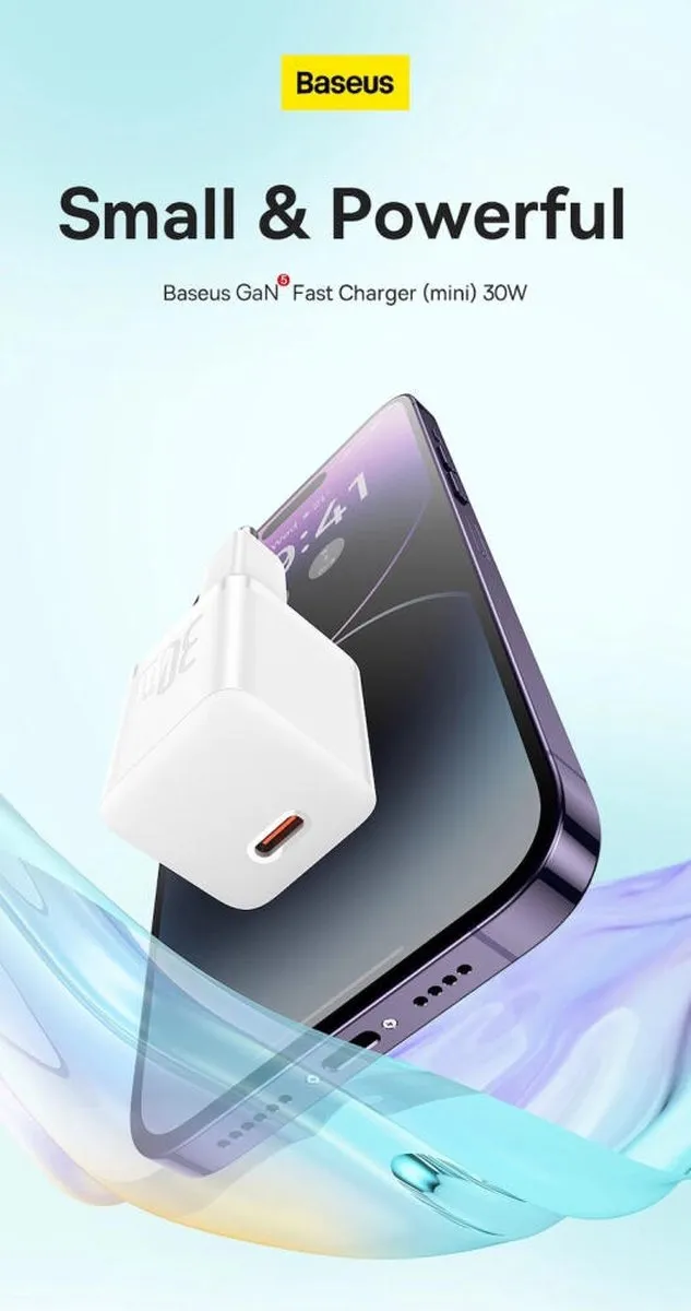 Baseus Mini Wandlader Gan5 30W - Universeel