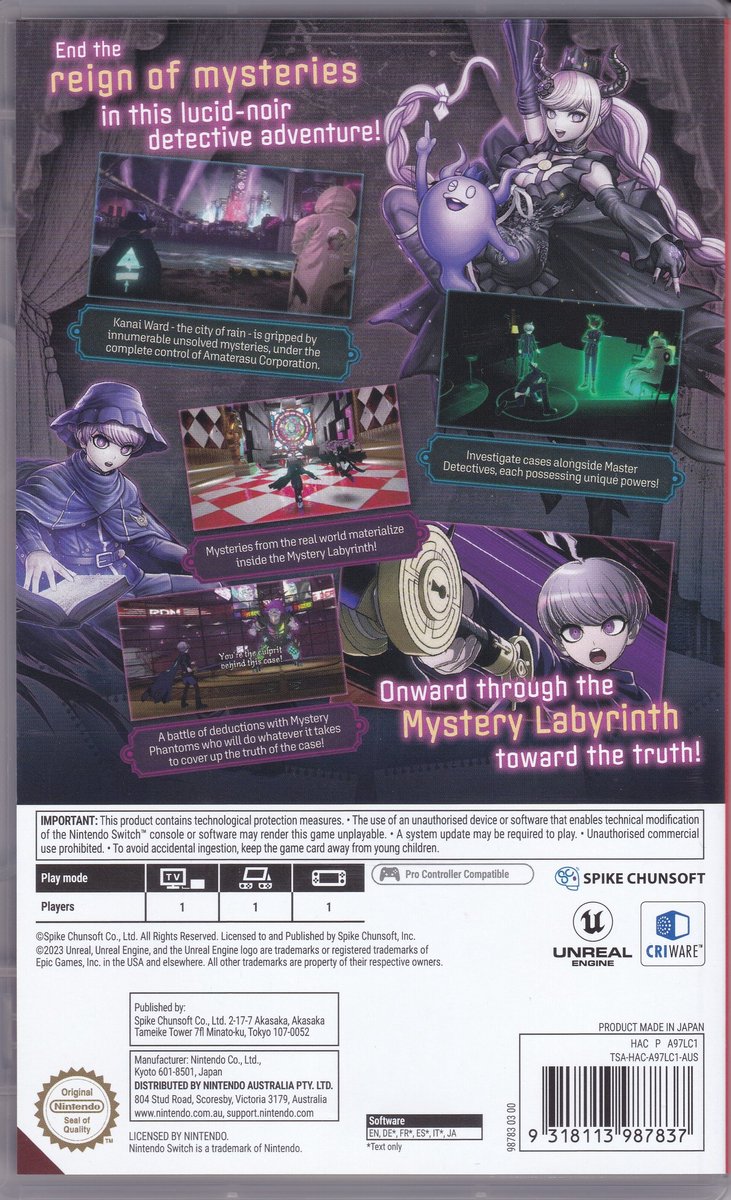 Master Detective Archives Rain Code Early Purchase Edition AU Switch