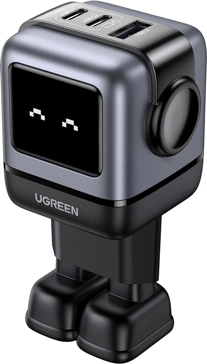 Ugreen Nexode RG 65W GaN Oplader - 2x USB-C 1x USB-A - Zwart