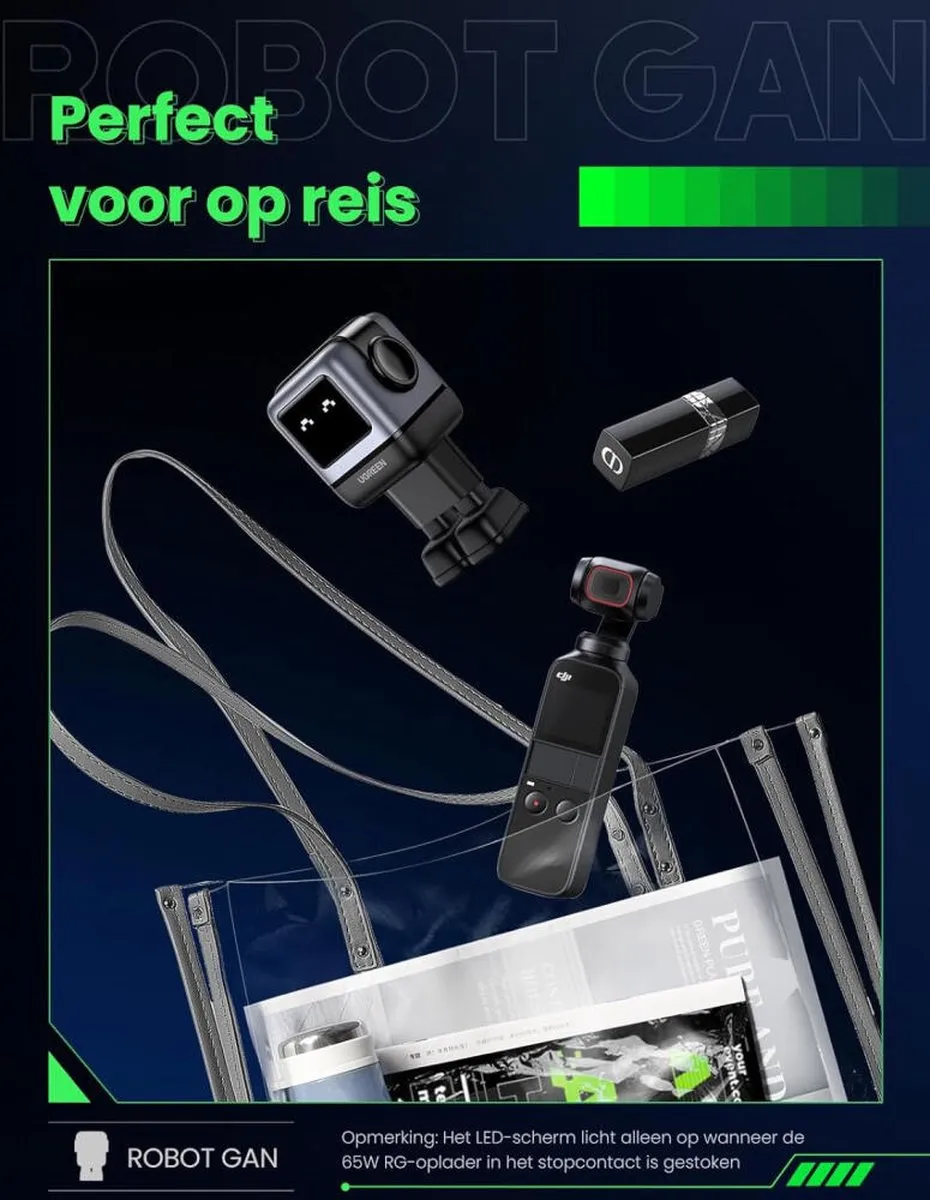 Ugreen Nexode RG 65W GaN Oplader - 2x USB-C 1x USB-A - Zwart - afbeelding 6 van 6