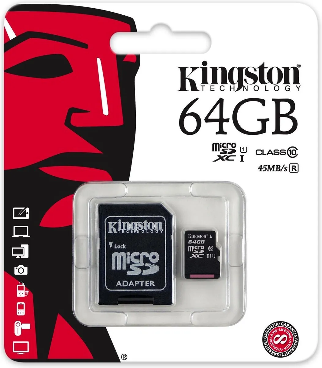 Kingston MicroSD 64GB + SD Adapter