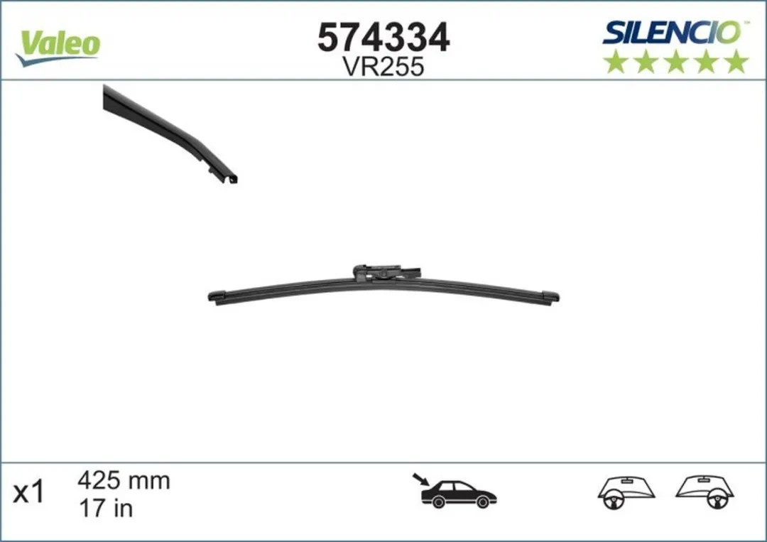Valeo Silencio VR255 Flatblade - 42,5cm - Zwart