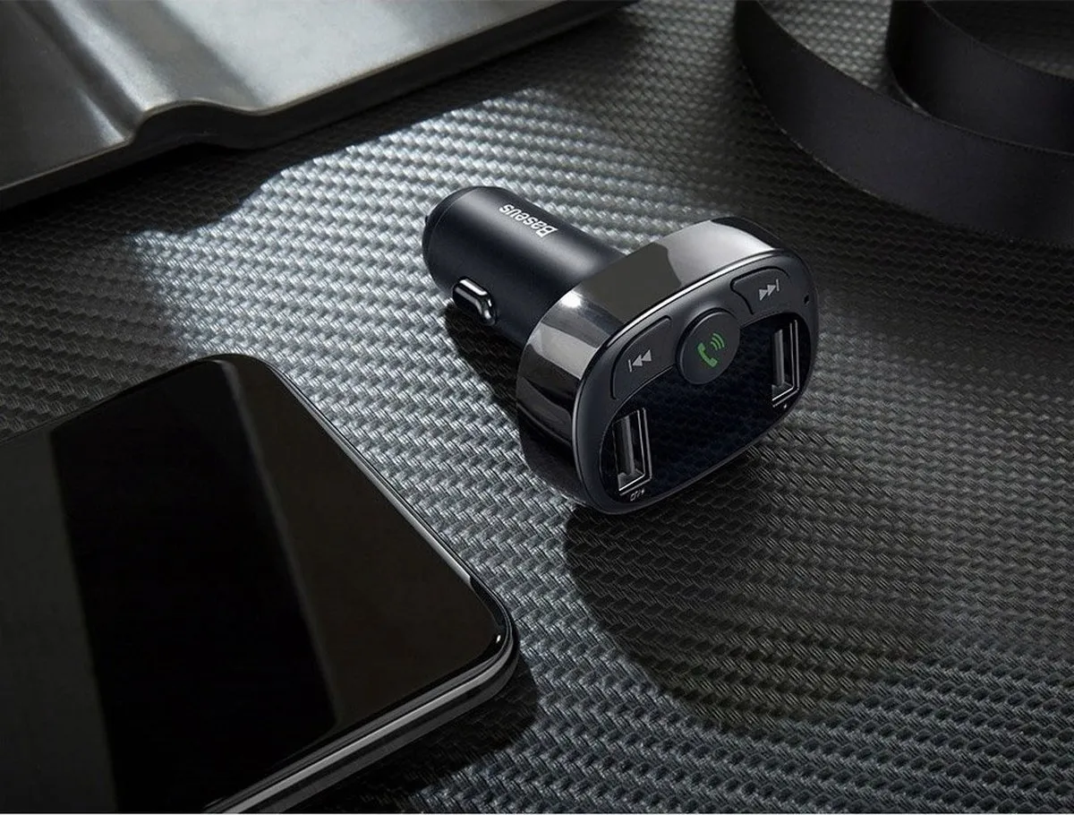 Baseus 6953156288287 Bluetooth FM Transmitter Autolader - 2 USB Poorten - afbeelding 4 van 6