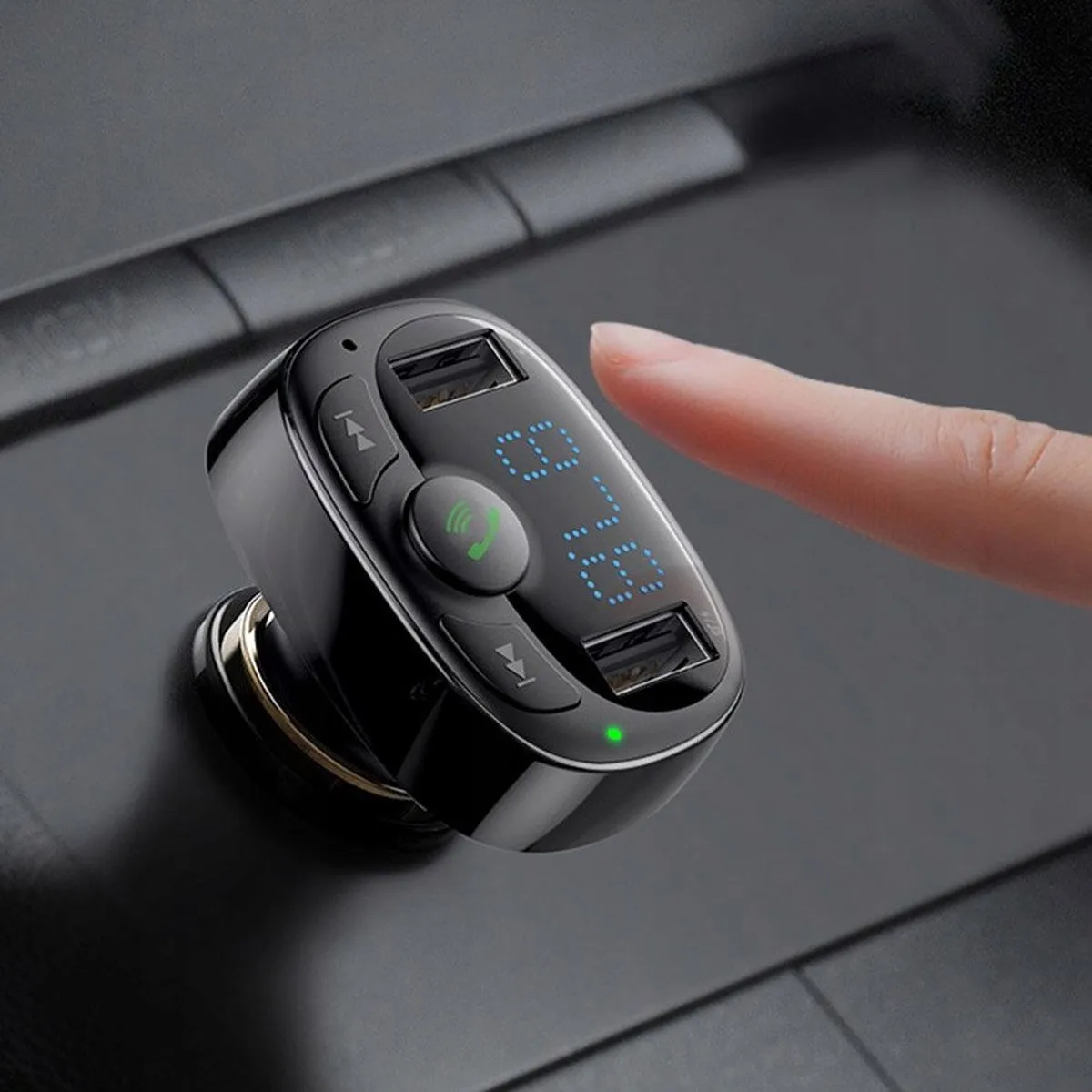 Baseus 6953156288287 Bluetooth FM Transmitter Autolader - 2 USB Poorten - afbeelding 5 van 6