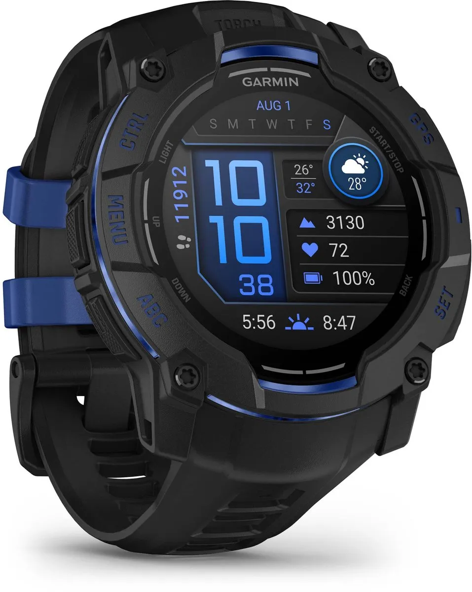 Garmin Instinct 3 Smartwatch - 50mm AMOLED - Bolt Blue Limited Edition