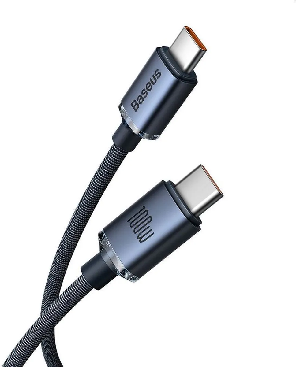 Baseus Crystal Shine CAJY000601 USB-C Kabel 100W - 1.2m - Zwart
