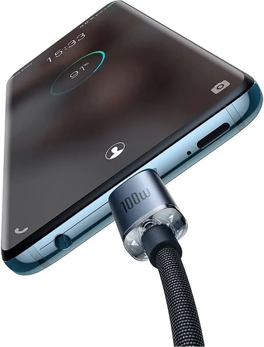 Baseus Crystal Shine CAJY000601 USB-C Kabel 100W - 1.2m - Zwart