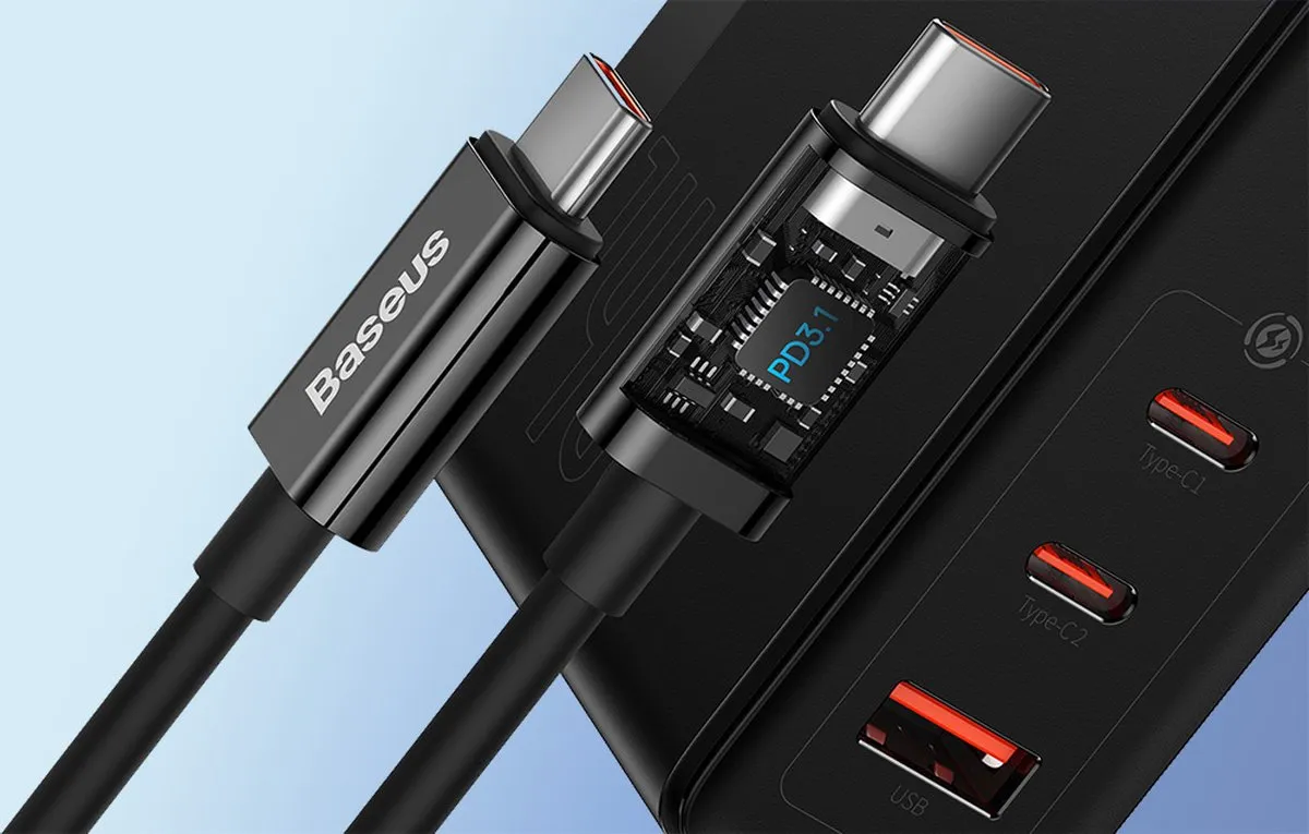 Baseus GaN5 Pro CCGP100201 Wandlader 140W - 3x USB-C - Zwart