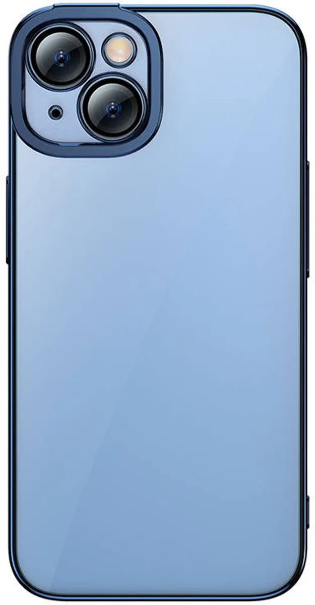 Baseus Glitter Clear Case Gehard Glas iPhone 14 Plus - Blauw - afbeelding 3 van 6