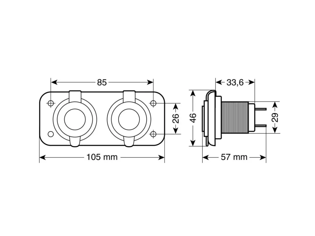 Lampa Inbouwsocket 12/24V - Zwart