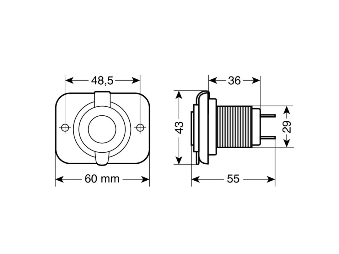 Lampa Inbouwsocket 12/24V - Zwart