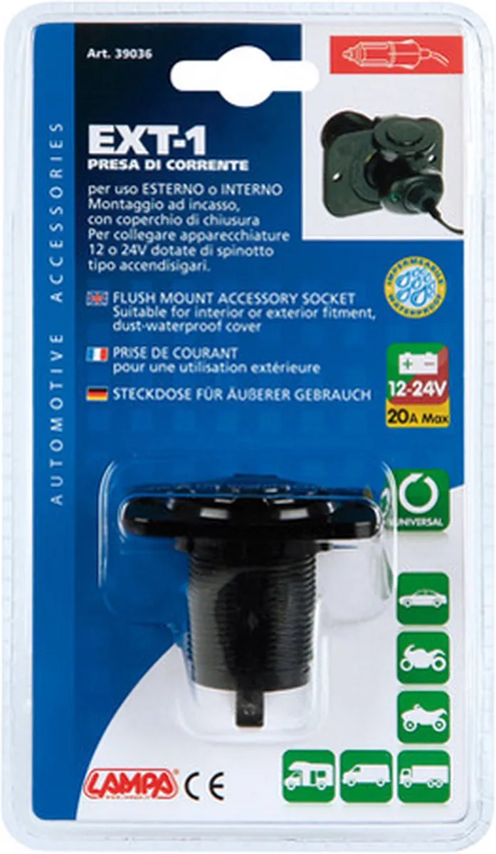 Lampa Inbouwsocket 12/24V - Zwart