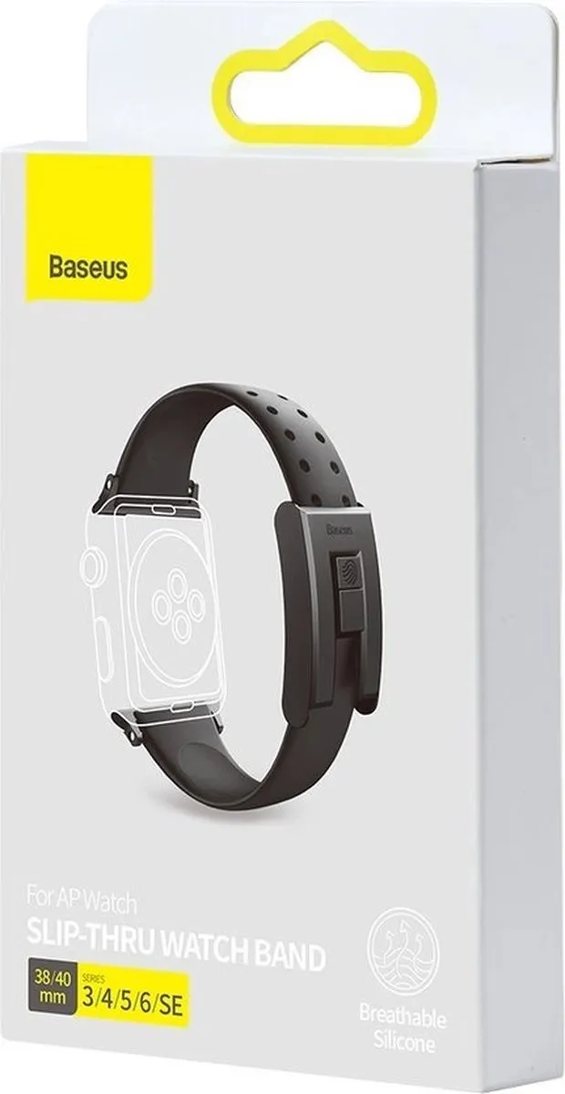 Baseus Slip-Thru Apple Watch-bandje 38/40mm - Zwart