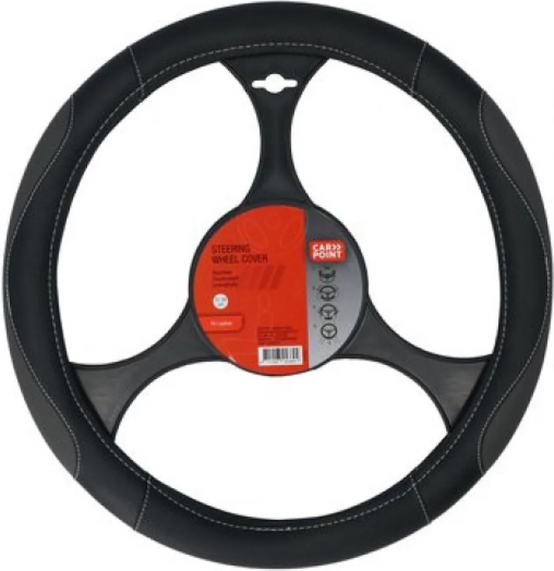 Carpoint Stuurhoes Auto PU Leer Zwart - 37-39cm