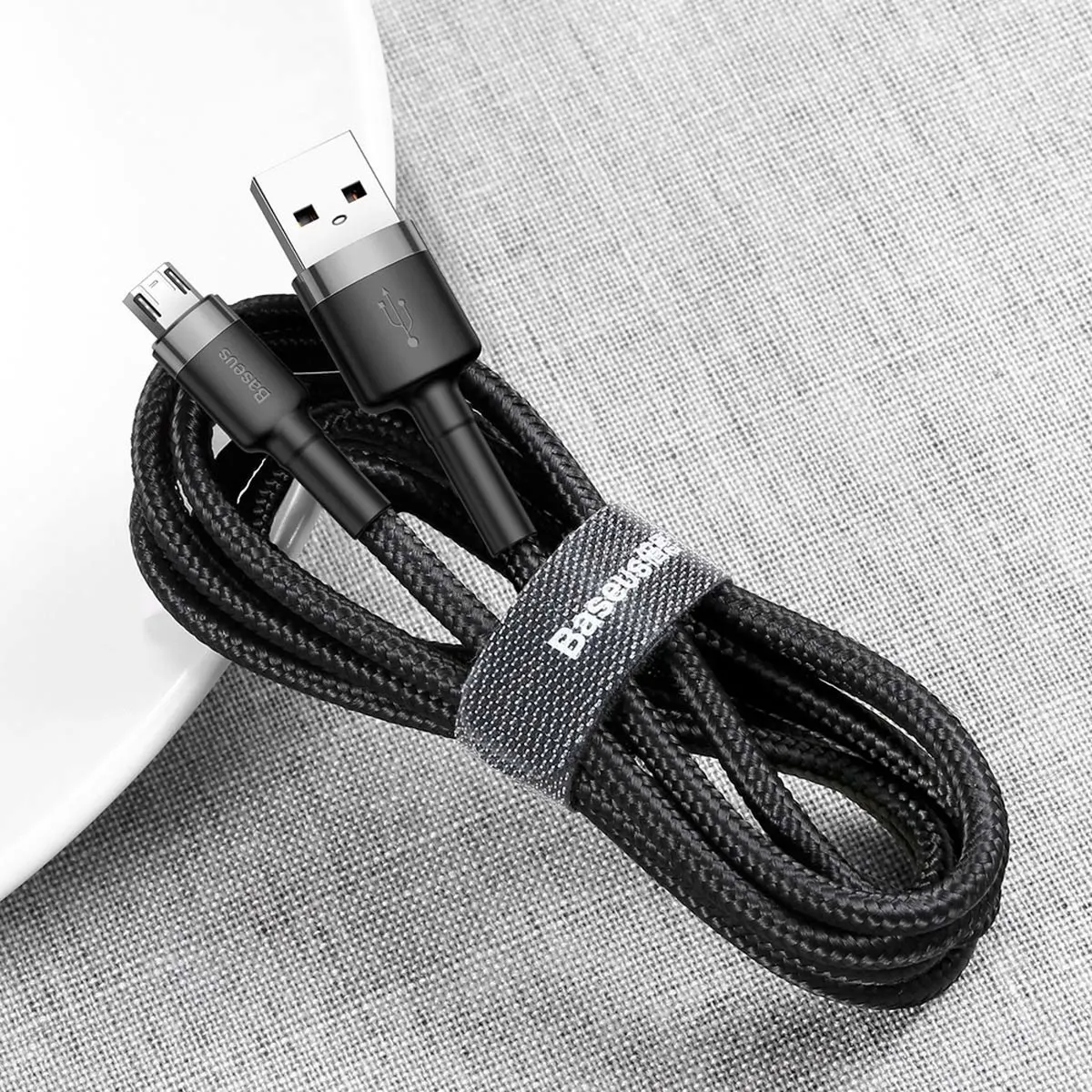 Baseus Cafule CAMKLF-CG1 USB/Micro-USB Kabel 2M - Zwart-Grijs