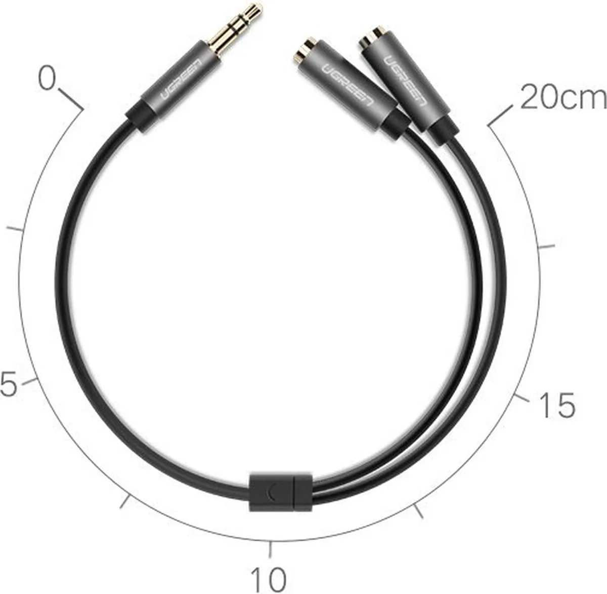 UGREEN Audio Splitter 3.5mm 10532B-Grijs - 1 naar 2 - afbeelding 2 van 6