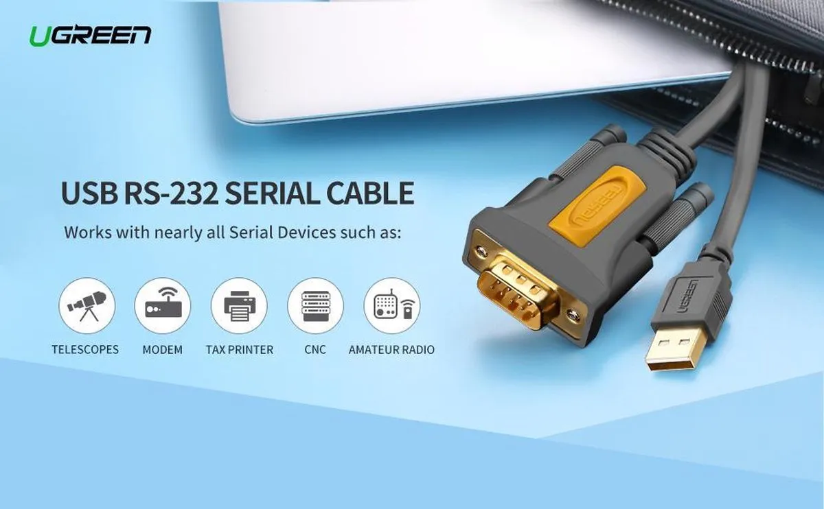 UGREEN UGR-20222 USB naar RS-232 Serieel Adapter 9-pins - 2m - Zwart