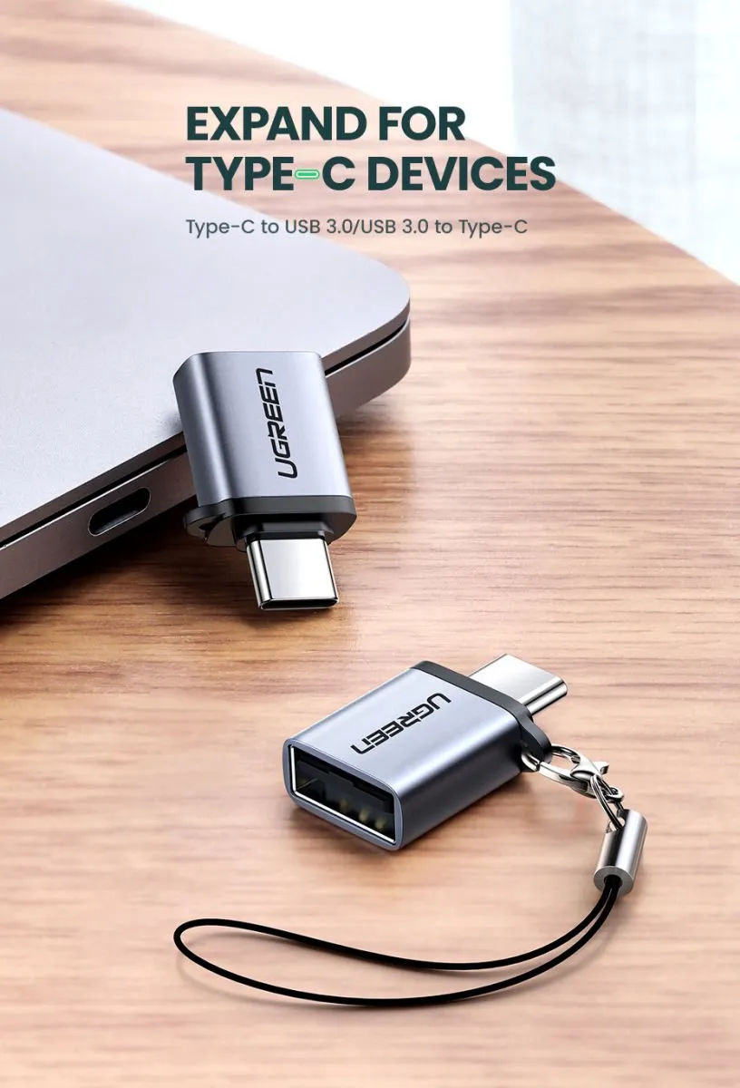 UGreen US270-50283 USB-C naar USB-A Adapter - OTG - Zilver/Grijs