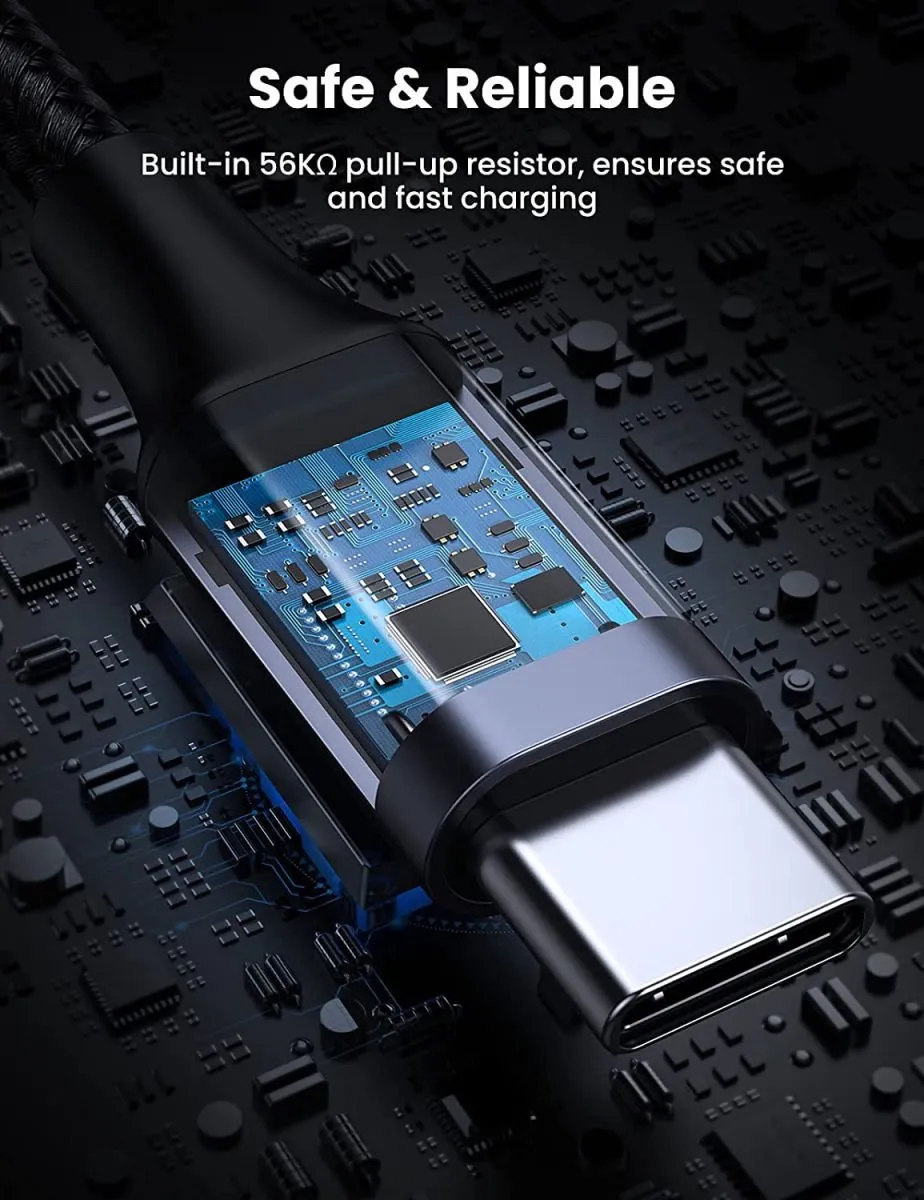 UGREEN Gevlochten USB-A naar USB-C Kabel 3A Fast Charge 1 Meter Wit