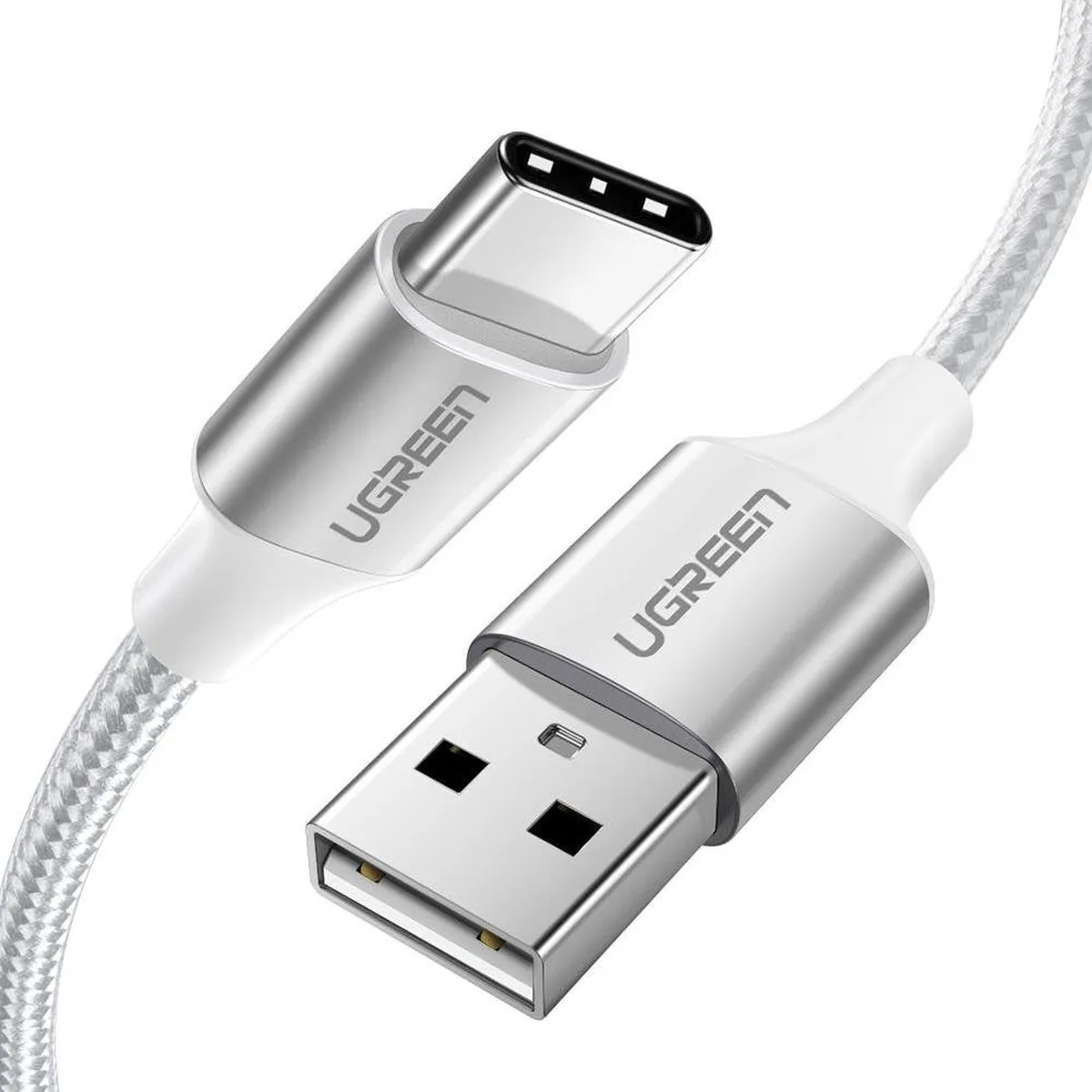 UGREEN Gevlochten USB-A naar USB-C Kabel 3A Fast Charge 1 Meter Wit