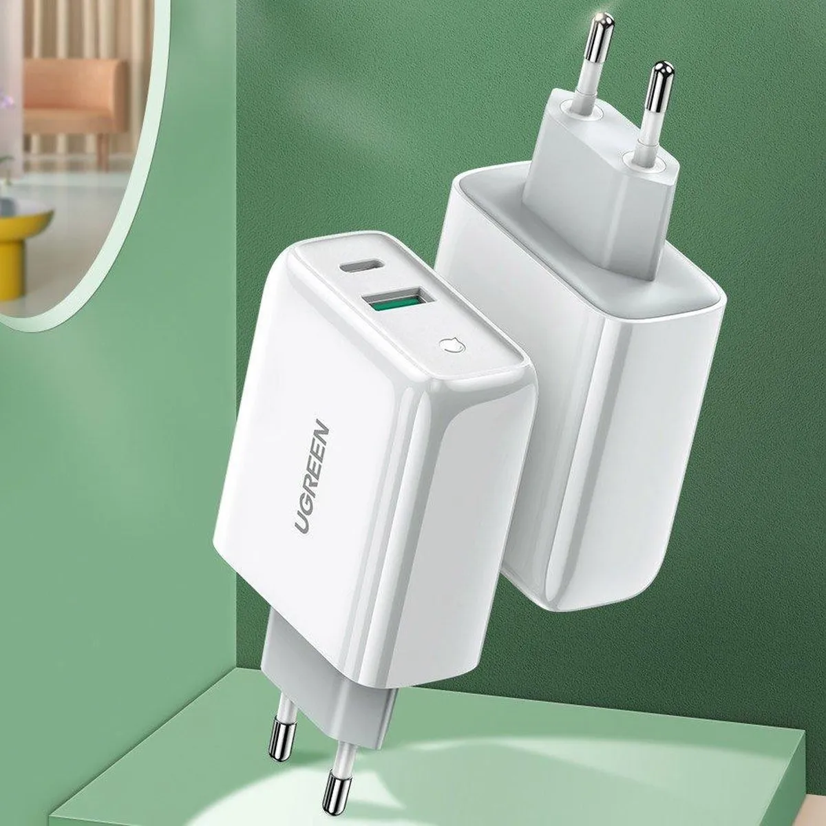 Ugreen USB-C/USB 36W Power Delivery Oplader - Wit