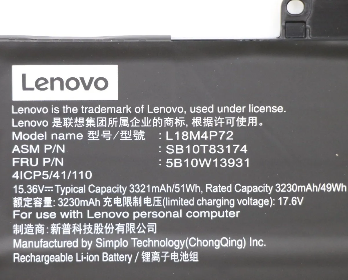 Lenovo 5B10W13931 Laptop Accu - afbeelding 3 van 6