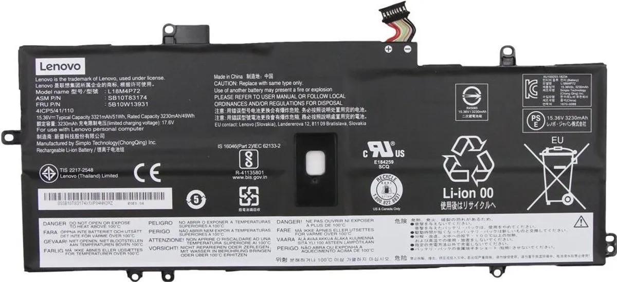 Lenovo 5B10W13931 Laptop Accu - afbeelding 6 van 6