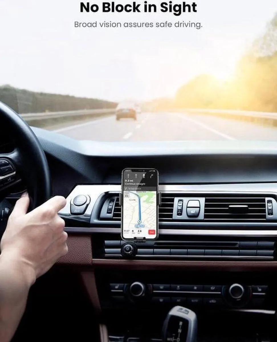 Ugreen Gravity Drive Telefoonhouder Ventilatierooster Auto - Zwart