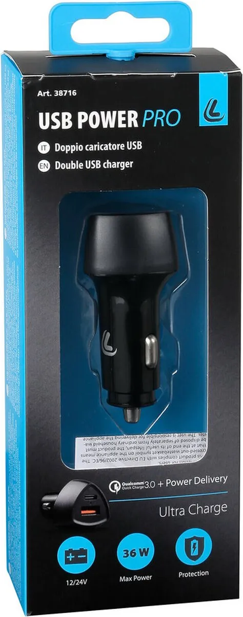 Lampa USB Power Pro 48W - 2 USB Poorten - Zwart - afbeelding 6 van 6