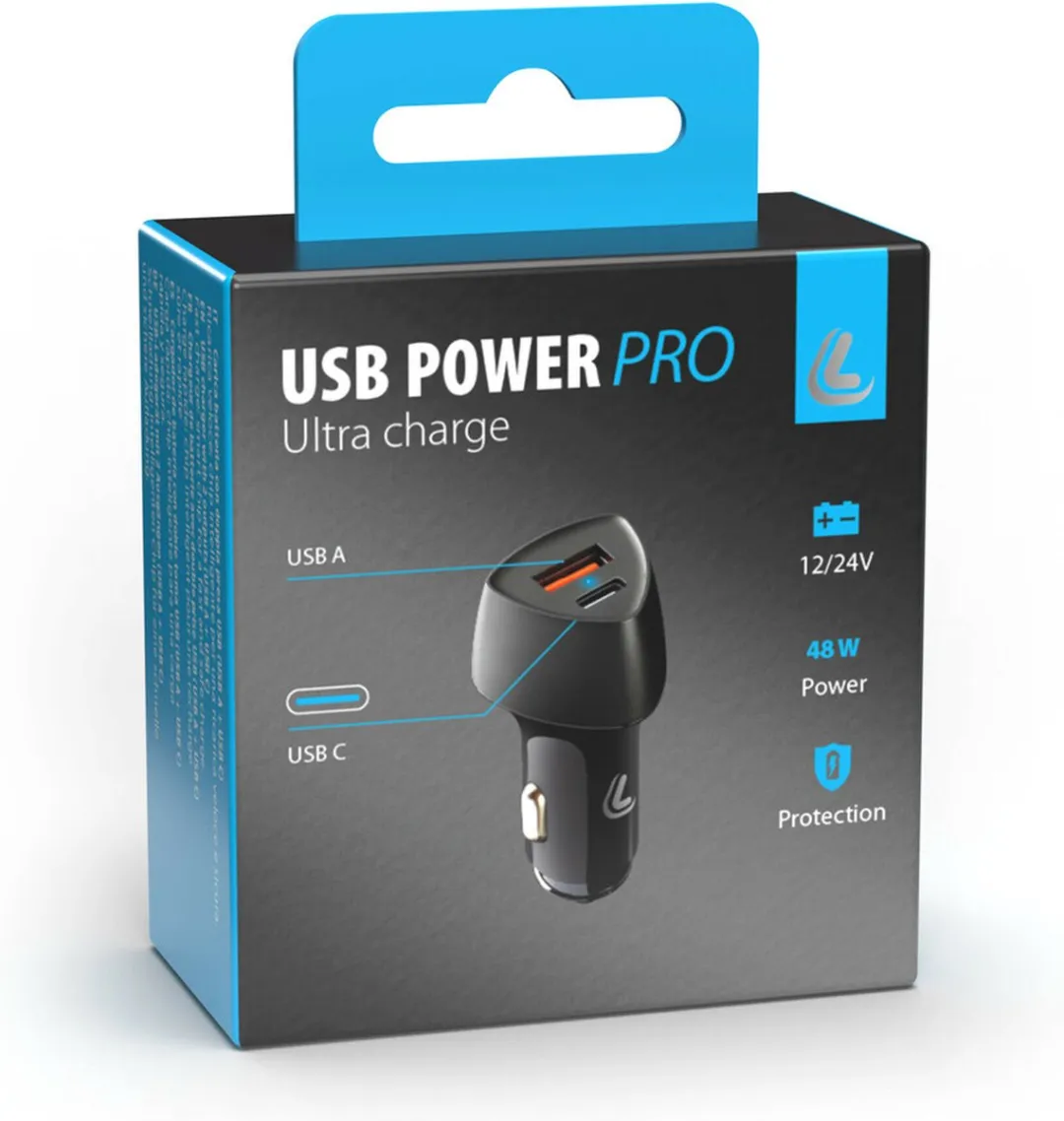 Lampa USB Power Pro 48W - 2 USB Poorten - Zwart