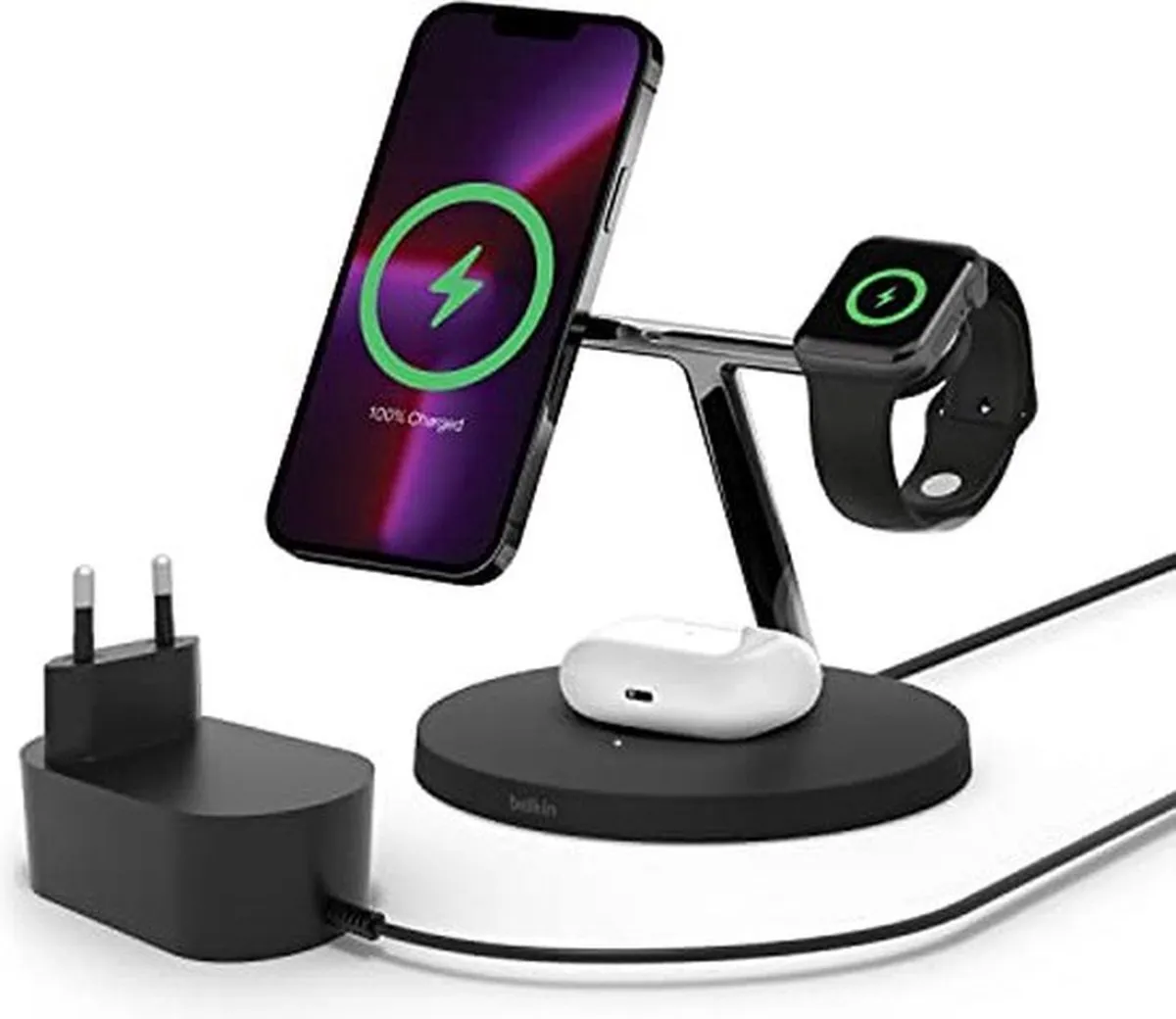 Belkin BoostCharge Pro WIZ017vfBK MagSafe 3-in-1 Draadloos Laadstation - Zwart - afbeelding 6 van 6