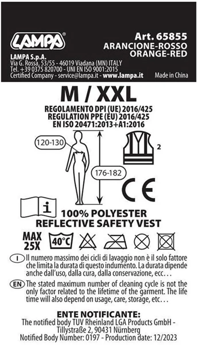 Lampa Veiligheidsvest - M t/m XXL - Oranje - afbeelding 6 van 6