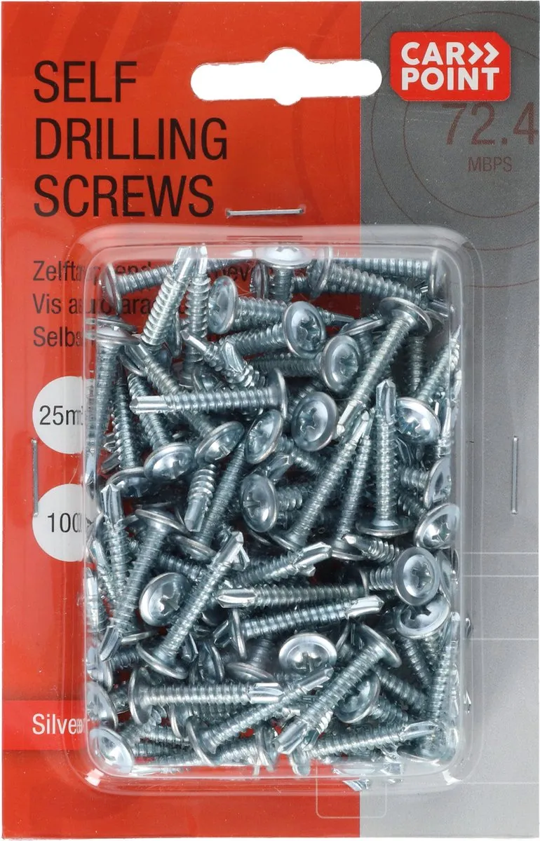 Carpoint Schroeven Ø4mm 25mm - 100 Stuks - Zilver