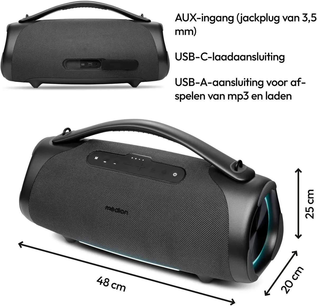 Medion P61768 Bluetooth Luidspreker - 100W Antraciet - afbeelding 6 van 6