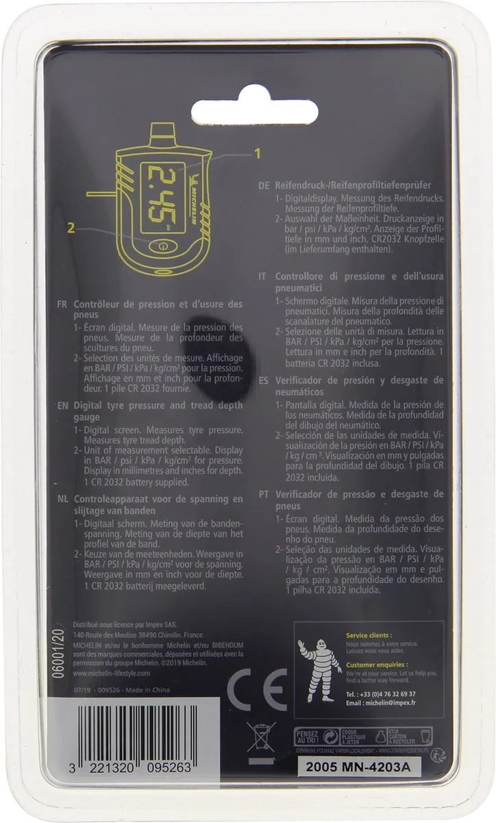 Michelin Digitale Bandenspanningsmeter - 0,35 tot 7 bar - Zwart