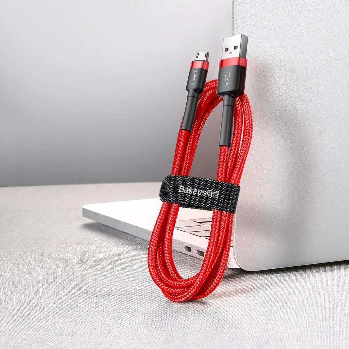 Baseus Cafule Micro-USB Gevlochten Kabel 2m - Rood/Zwart