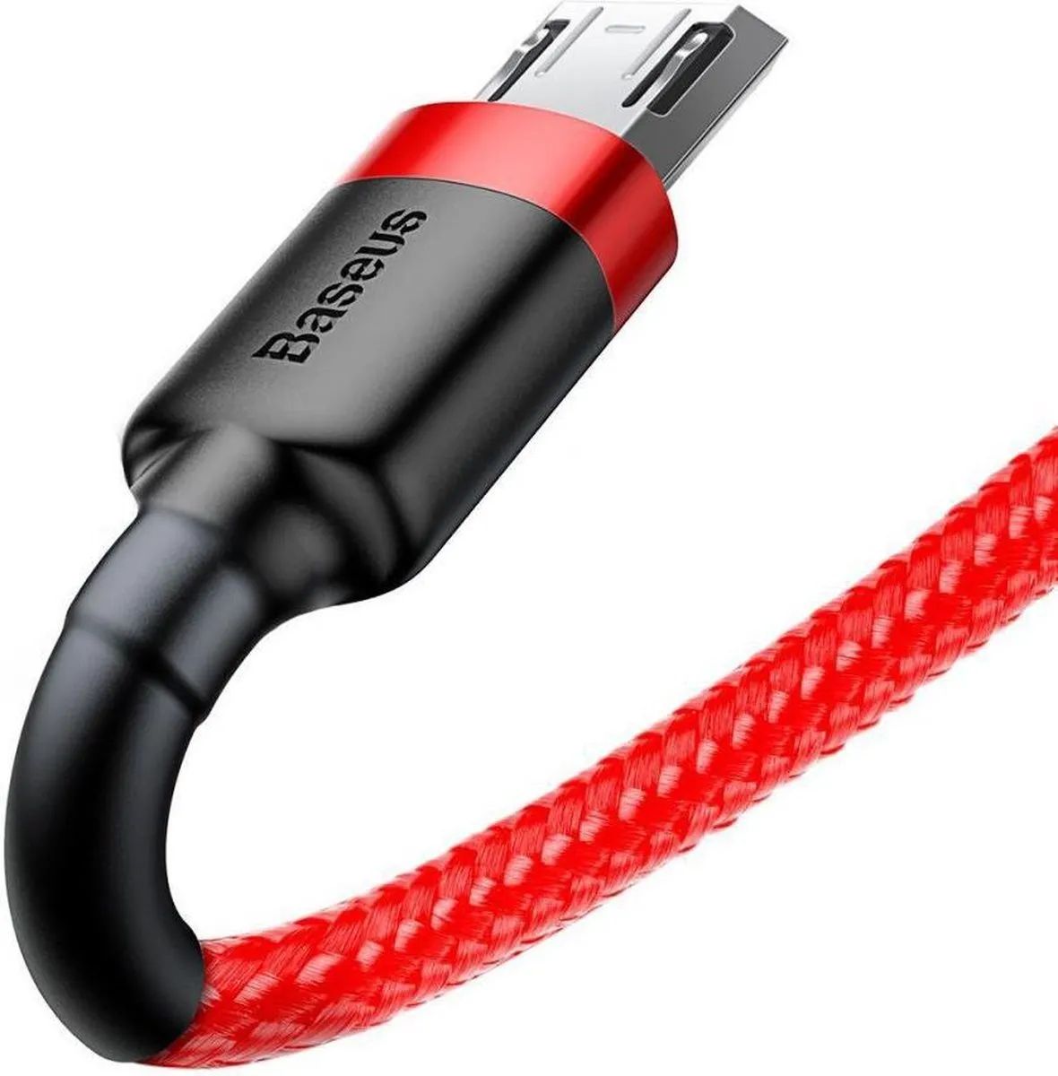 Baseus Cafule Micro-USB Gevlochten Kabel 2m - Rood/Zwart