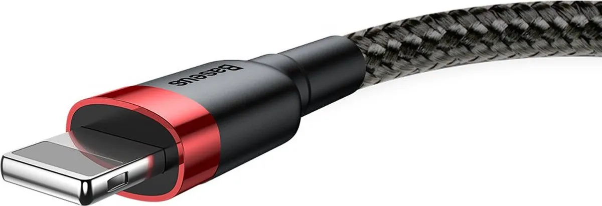 Baseus USB naar Lightning Kabel 0.5m 2.4A - Zwart/Rood