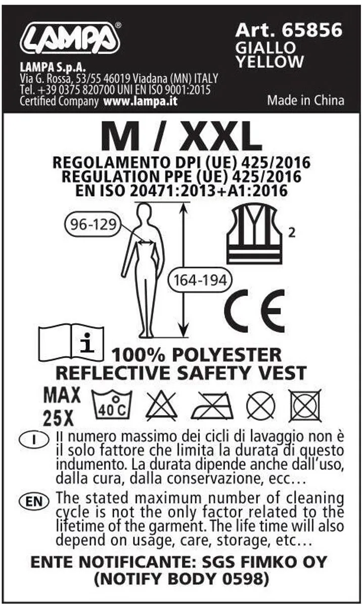 Lampa Veiligheidsvest Geel - Maat M-XXL