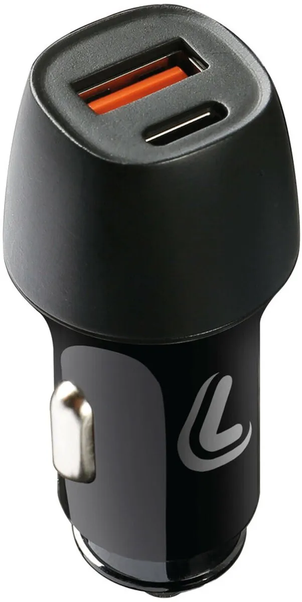 Lampa USB PowerTec 2-Poorts Lader - 18W - Zwart