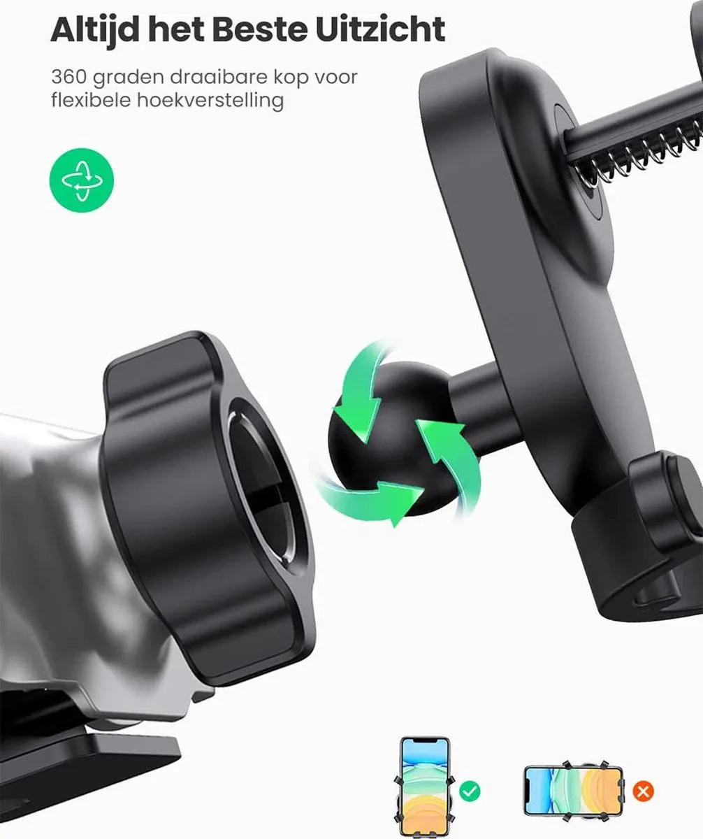 Ugreen Universele Autohouder Telefoonhouder 6.5-8.0cm - Zwart
