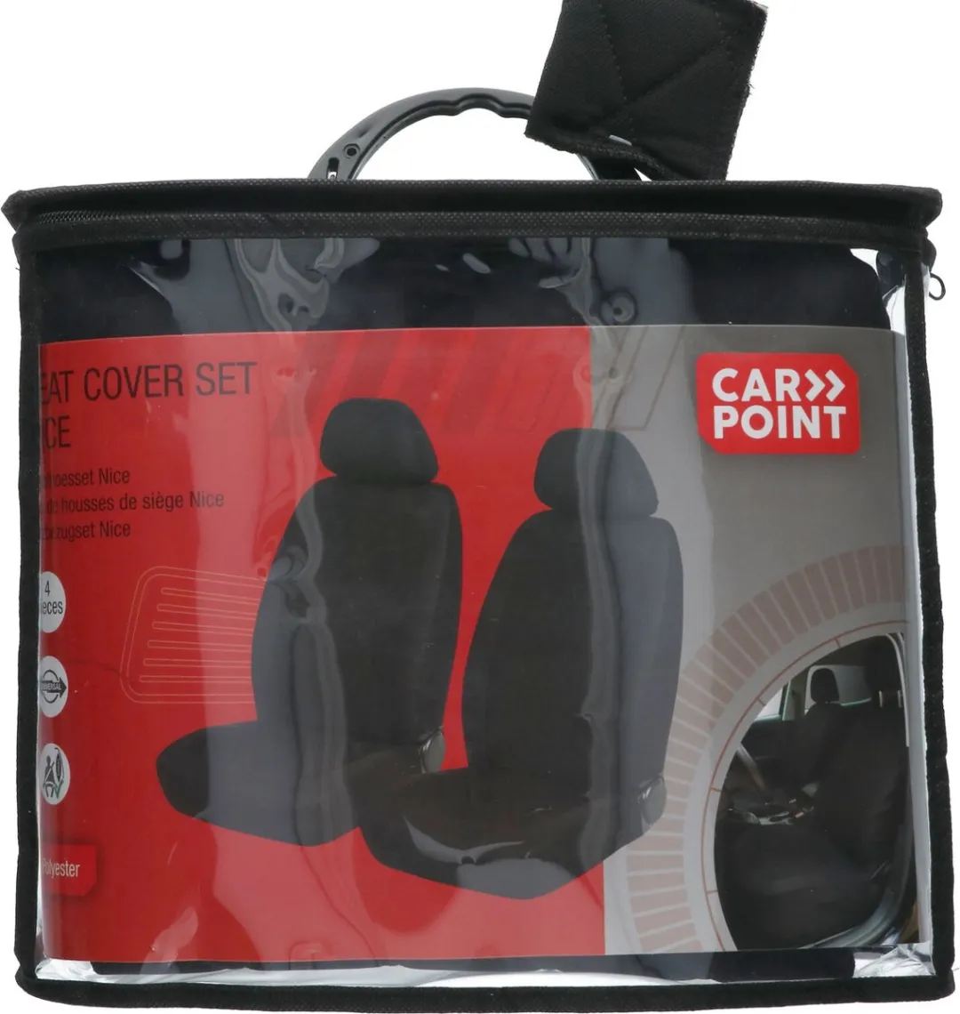 Carpoint Stoelhoezen Nice 4-Delig - 2 Stuks - Zwart/Zwart Geruit